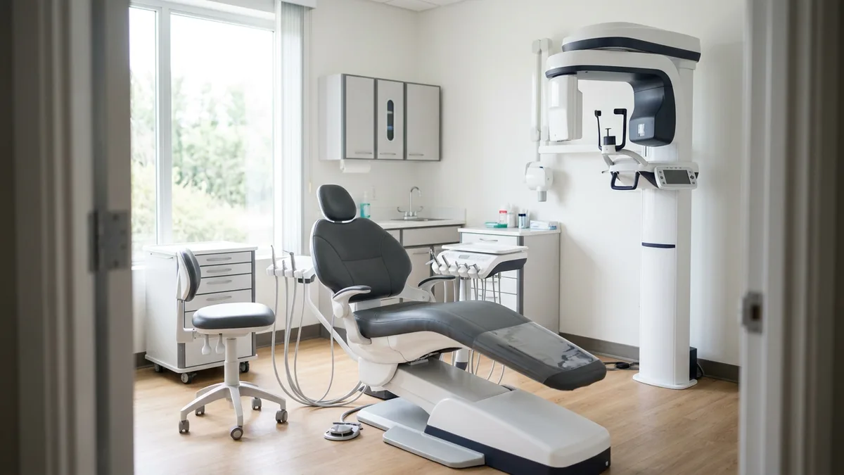 Dental operatory with an imaging unit beside the patient chair